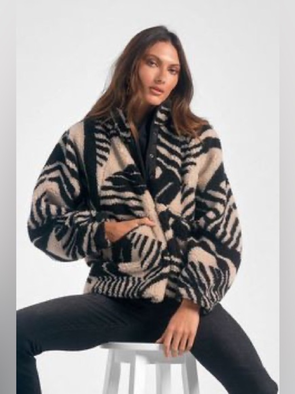 Elan Ember Print Sherpa Coat